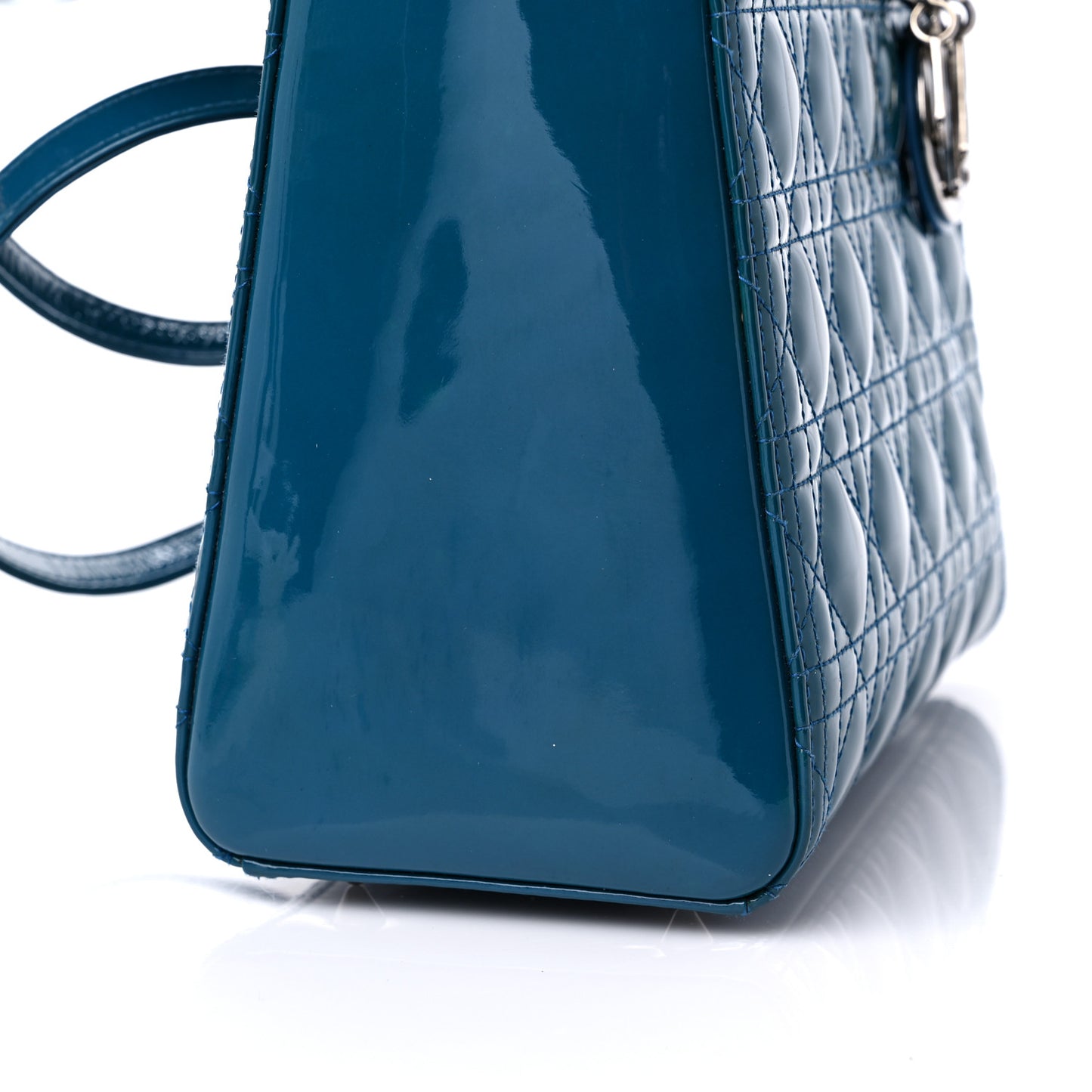 Patent Cannage Medium Lady Dior Blue