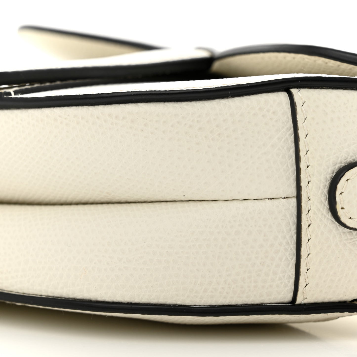 Grained Calfskin Mini Saddle Bag White