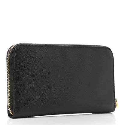 Prada Saffiano Metal Zip Around Wallet Black 3 of 10