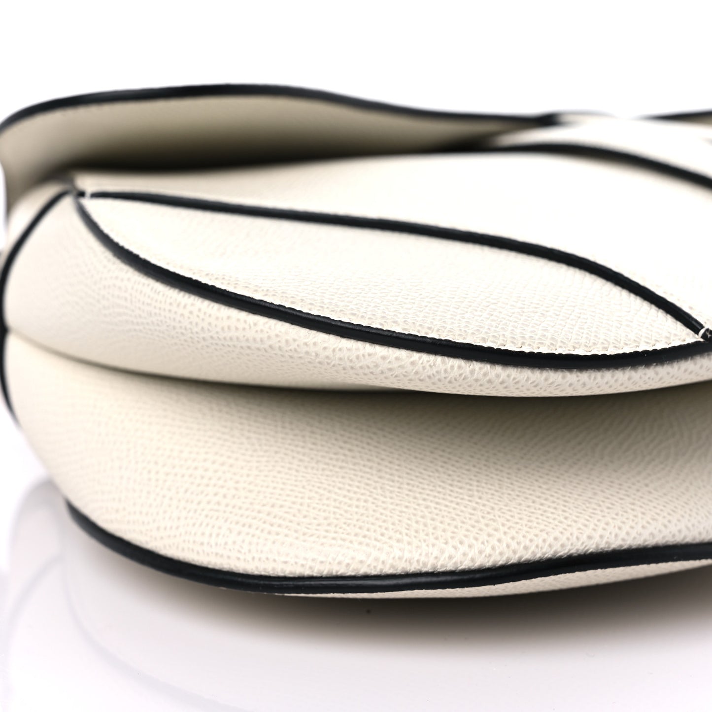 Grained Calfskin Saddle Bag White