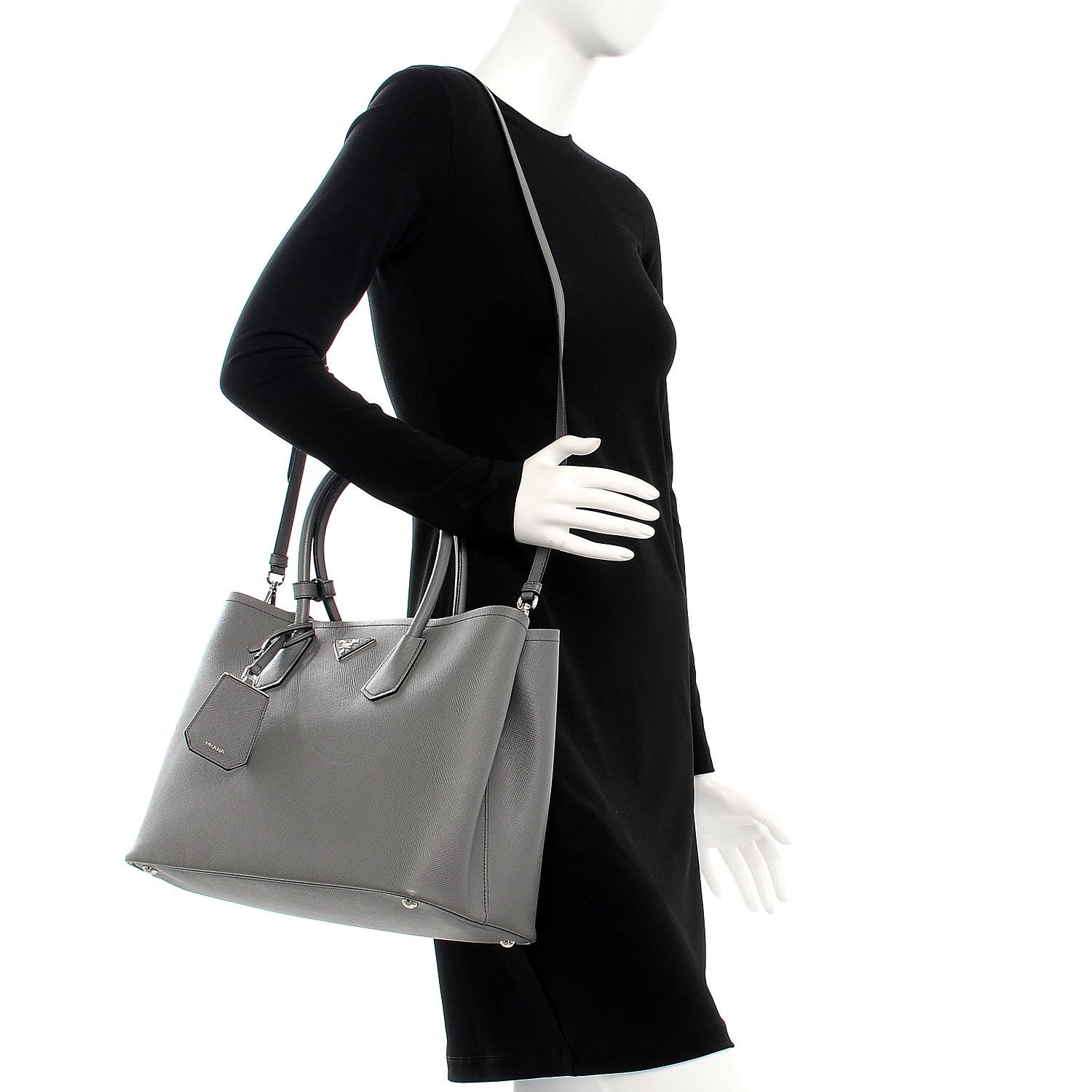 Prada Saffiano Cuir Large Double Bag Marmo 2 of 15