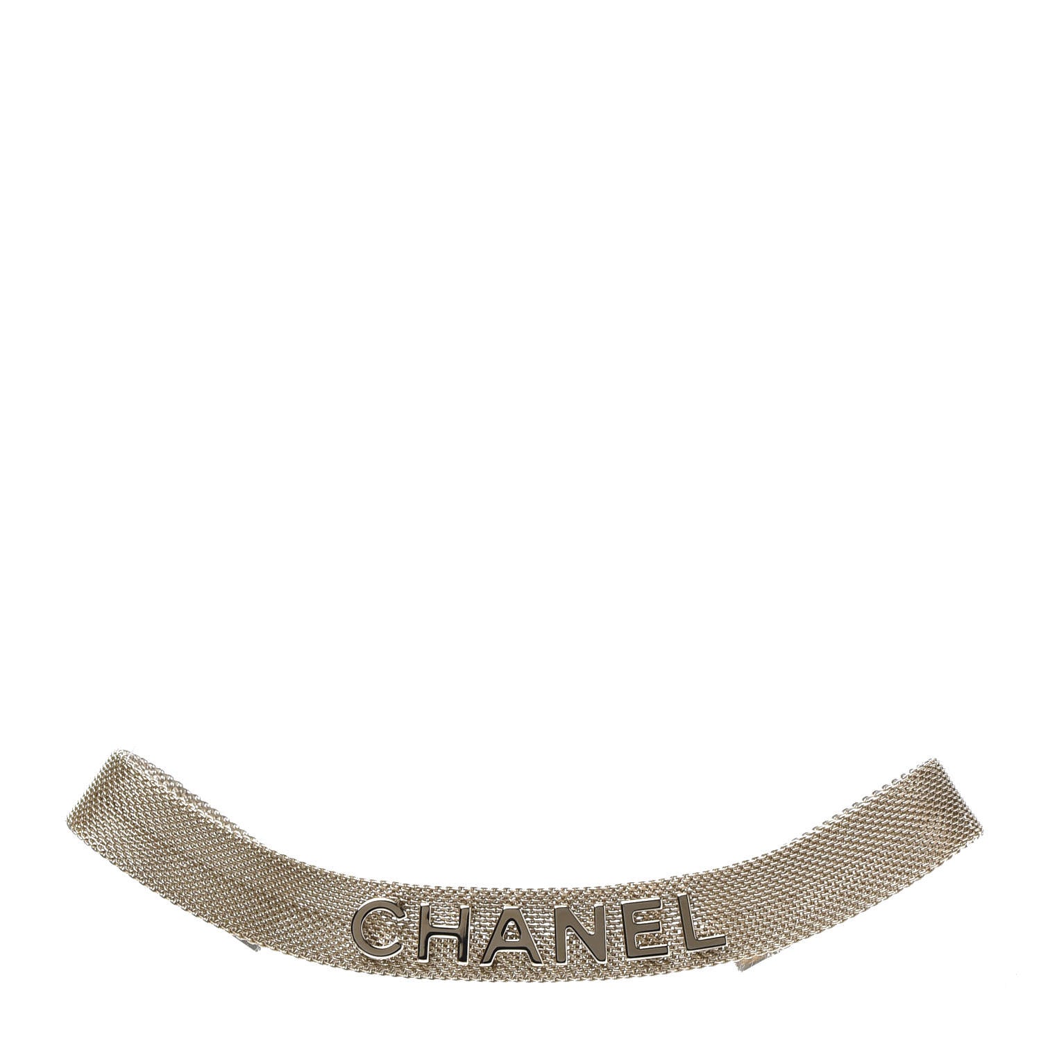 Chanel Mesh Ribbon Choker Necklace Gold 1 of 10