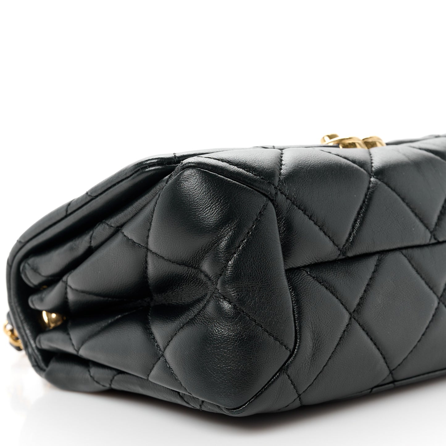Lambskin Quilted Small Color Match Flap Black