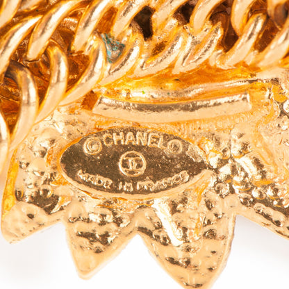 Chanel Multi Strand Chain Leo Lion Sun Medallion Necklace Gold 4 of 4