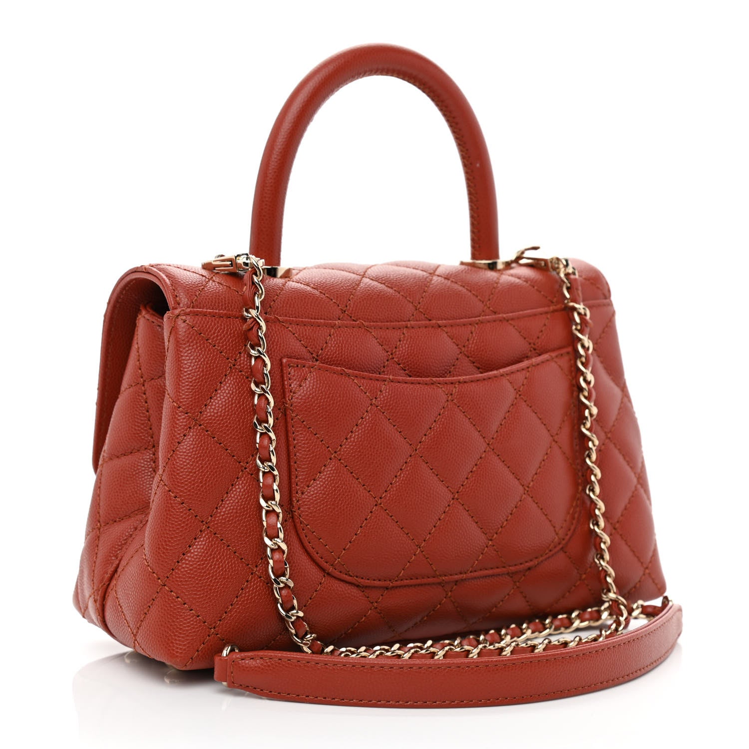 Chanel Caviar Quilted Mini Coco Handle Flap Dark Orange 3 of 10