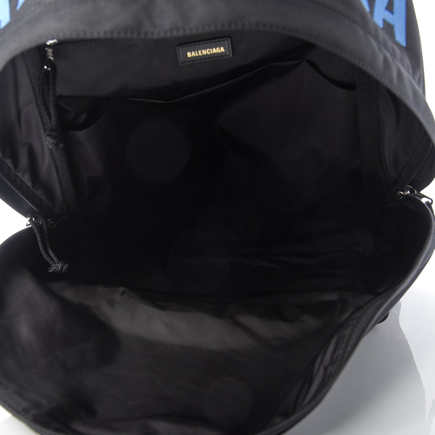 Recycled Sport Nylon Logo Embroidered Wheel Backpack Black Cyan