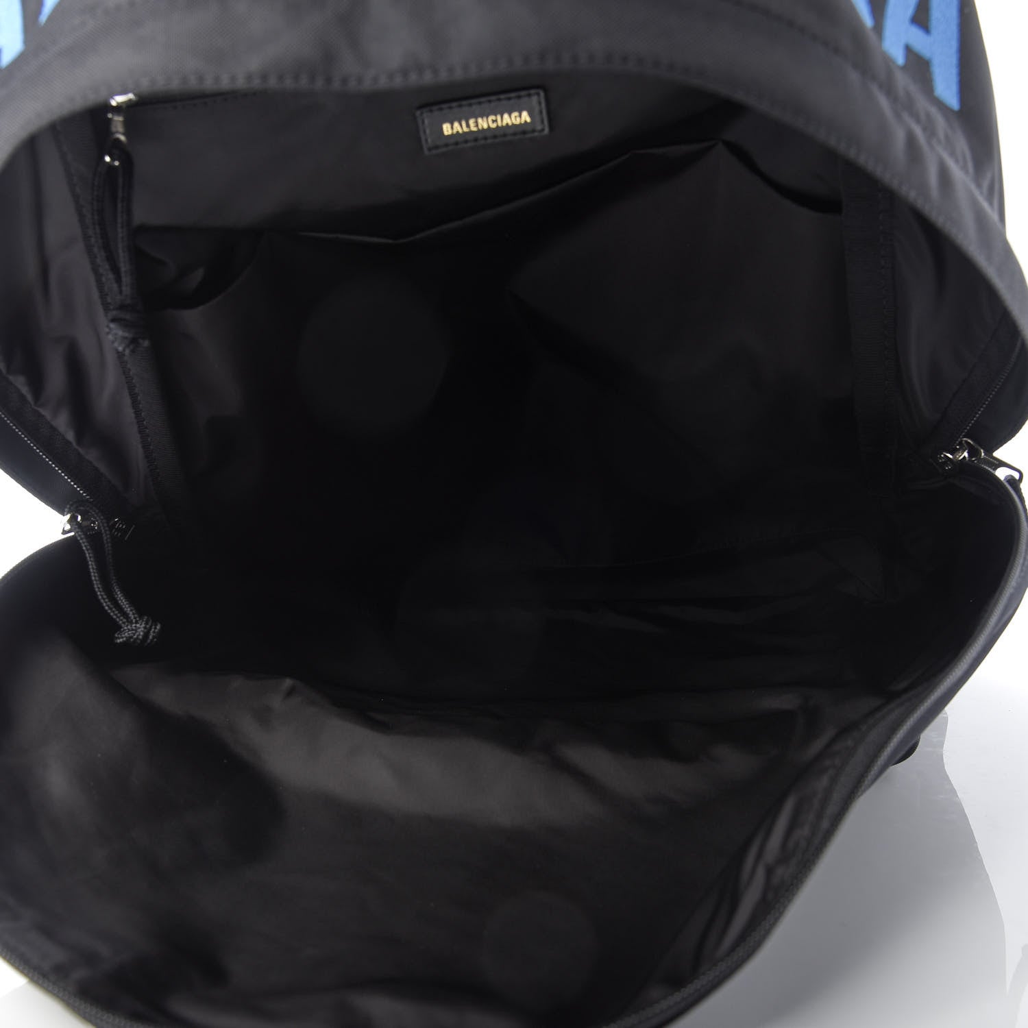 Balenciaga Recycled Sport Nylon Logo Embroidered Wheel Backpack Black Cyan 4 of 7