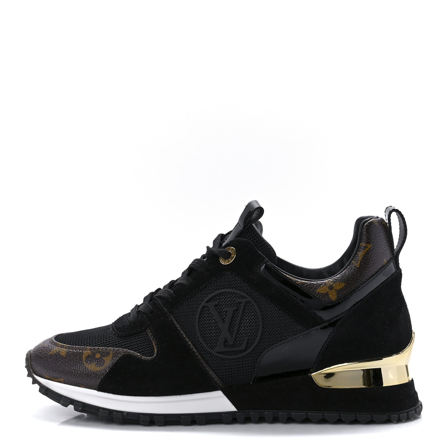 Suede Monogram Run Away Sneakers 36 Black