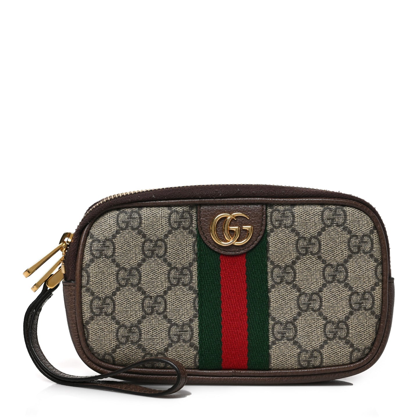 GG Supreme Monogram Web Ophidia Wristlet Beige New Acero