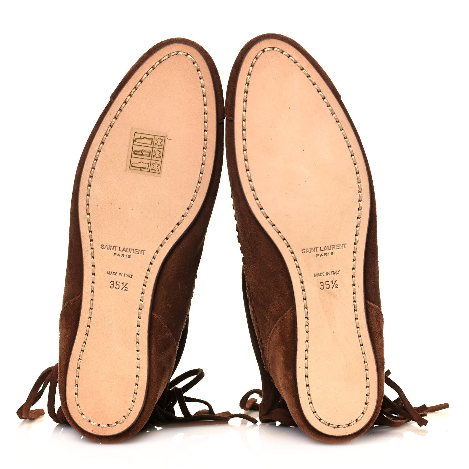 Saint Laurent Suede Nino Fringe Boots 35.5 Wood 5 of 9