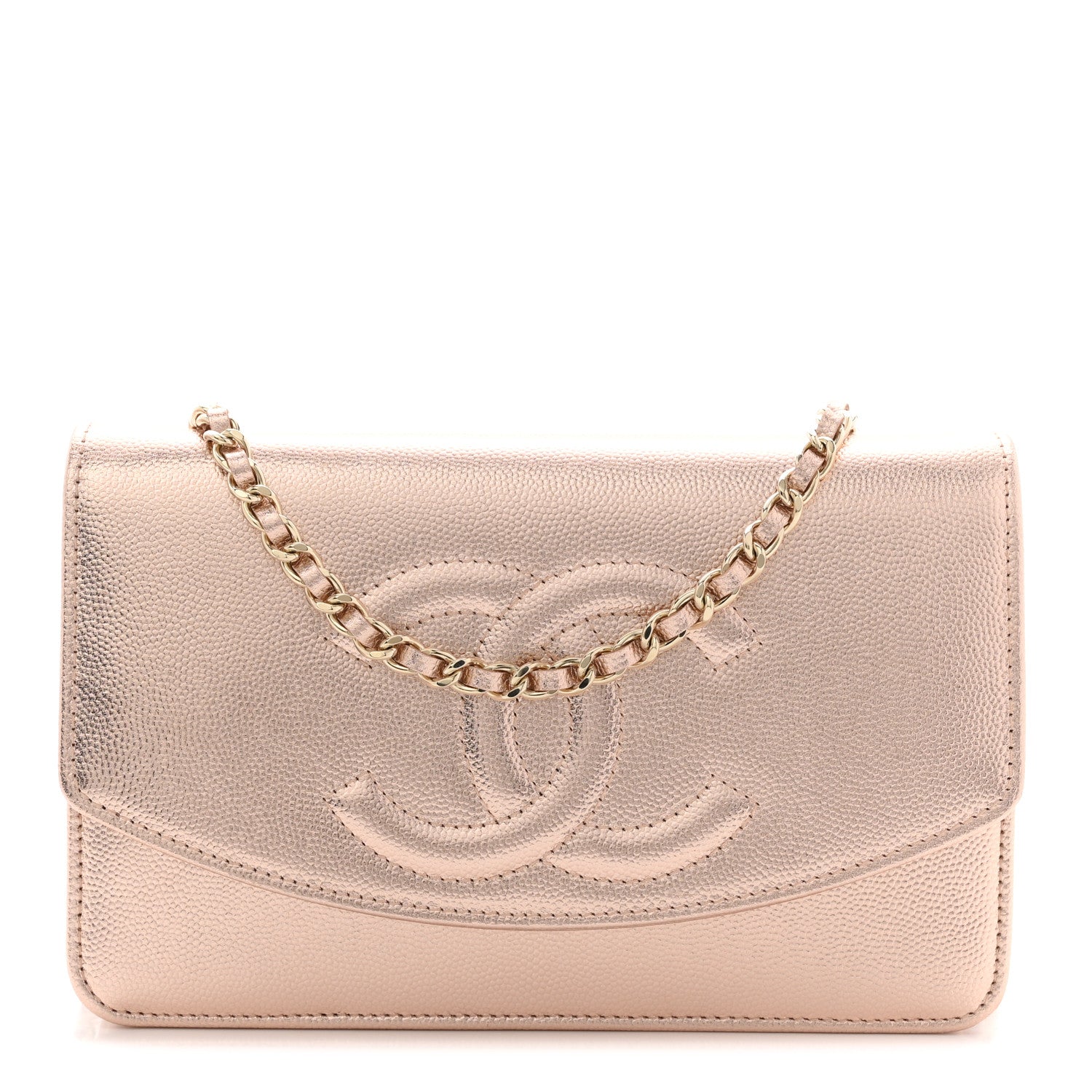 Chanel Metallic Caviar Timeless CC Wallet On Chain WOC Copper 1 of 11