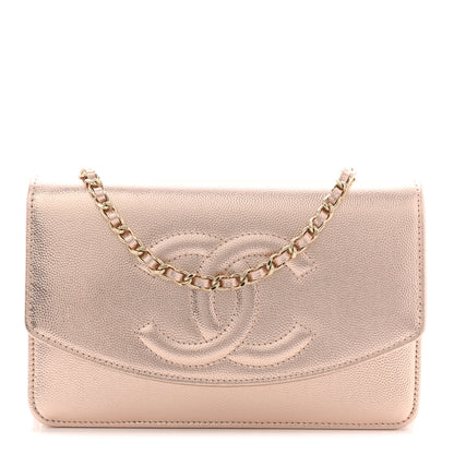 Chanel Metallic Caviar Timeless CC Wallet On Chain WOC Copper 1 of 11