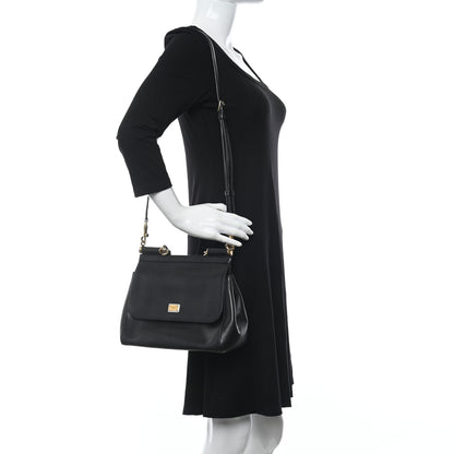 Dolce & Gabbana Iguana Calfskin Embossed Medium Miss Sicily Satchel Black 2 of 12