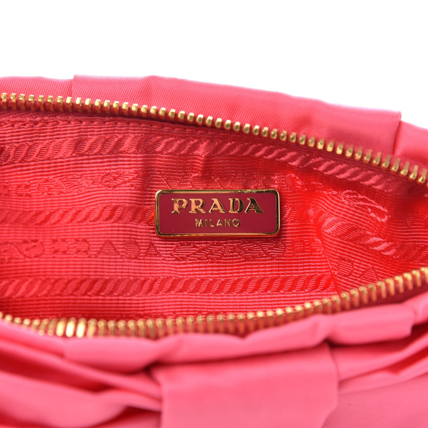 Prada Tessuto Nylon Bow Wristlet Begonia 6 of 9