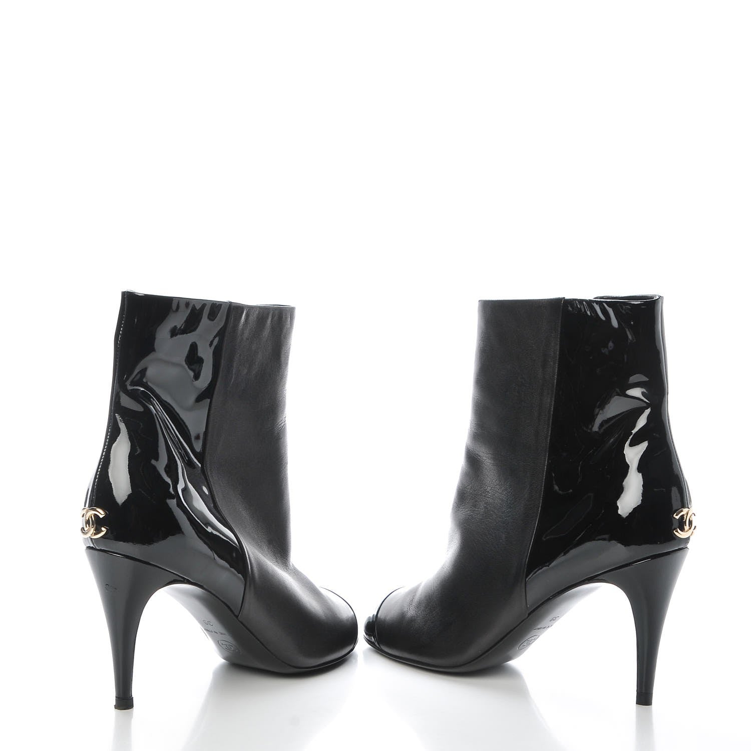 Chanel Patent Lambskin Cap Toe CC Boots 39 Black 6 of 10