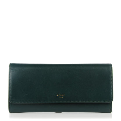Celine Lambskin Large Flap Wallet Emerald 1 of 8
