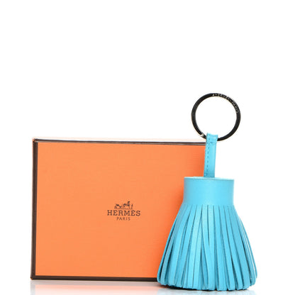 Hermes Lambskin Carmen Tassel Key Holder Bleu Azteque 6 of 7