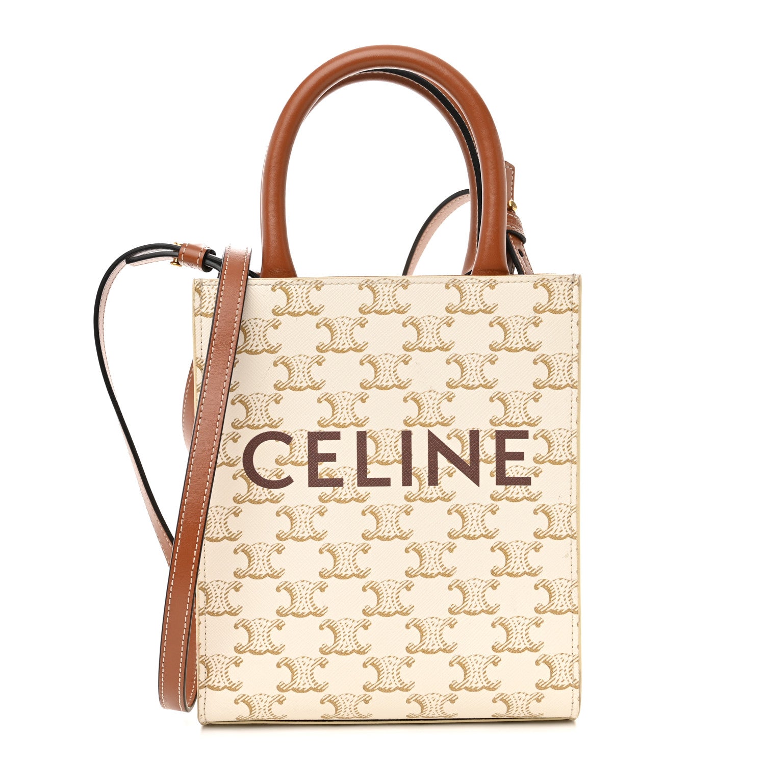 Celine Triomphe Canvas Calfskin Mini Vertical Cabas White 1 of 9