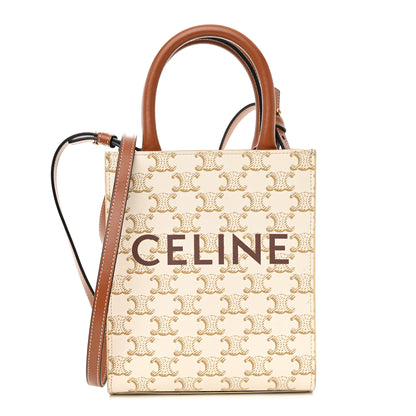 Celine Triomphe Canvas Calfskin Mini Vertical Cabas White 1 of 9