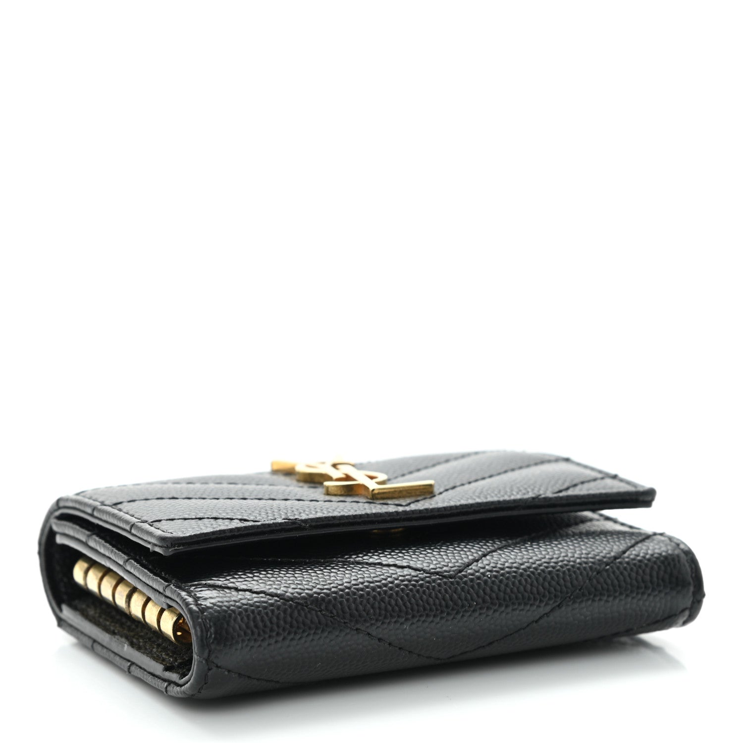 Saint Laurent Grain De Poudre Matelasse Cassandre Monogram Slim Key Case Black 4 of 9