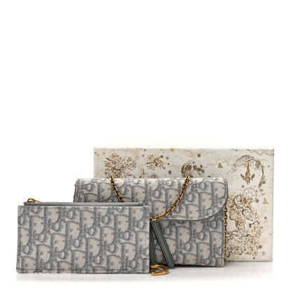 Christian Dior Oblique Saddle Chain Long Wallet Grey 12 of 12