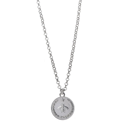 Gucci Sterling Silver Reversible Bee Coin Medallion Pendant Necklace 1 of 7