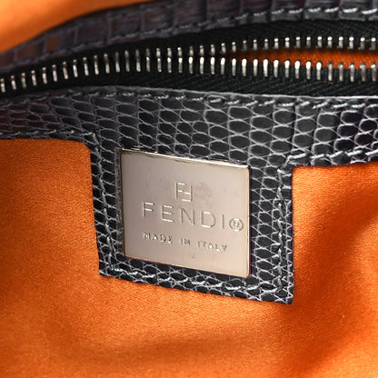 Fendi Sequin Beaded Lizard Baguette Silver Orange 6 of 12
