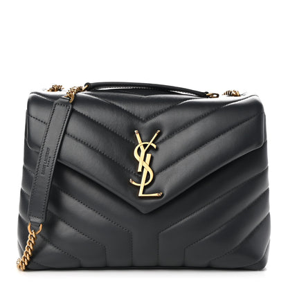 Saint Laurent Calfskin Y Quilted Monogram Small Loulou Chain Satchel Dark Smog 1 of 8