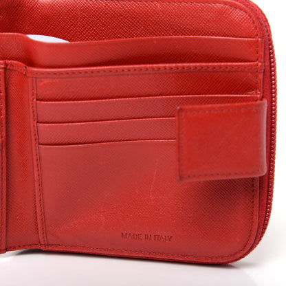 Prada Saffiano Metal Compact Zip Around Wallet Fuoco 8 of 8