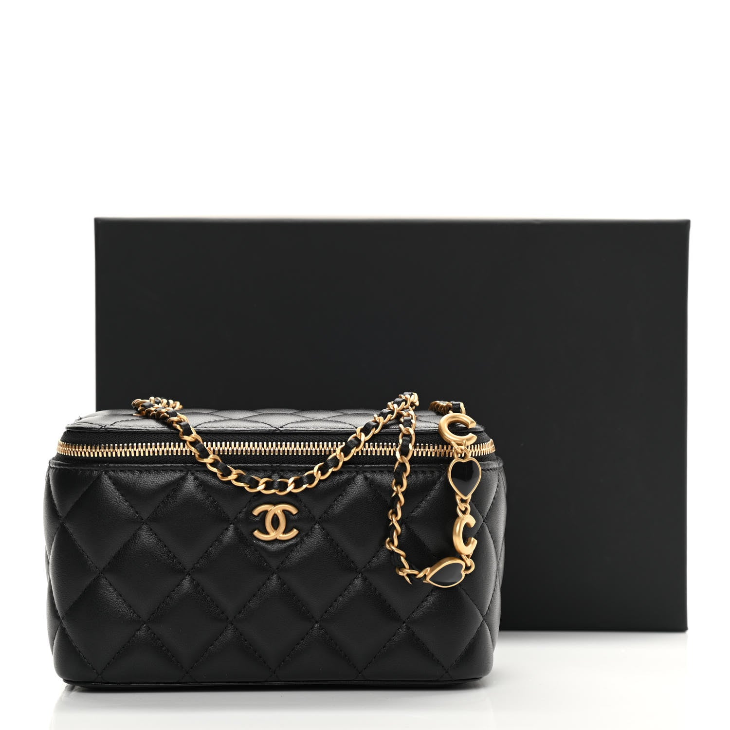 Chanel Lambskin Quilted Small Coco Vanity Case With Chain Black 12 of 12