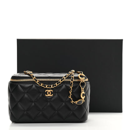 Chanel Lambskin Quilted Small Coco Vanity Case With Chain Black 12 of 12