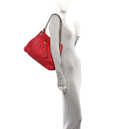 Gucci Pebbled Calfskin Medium Soho Chain Shoulder Bag Tabasco Red 2 of 12