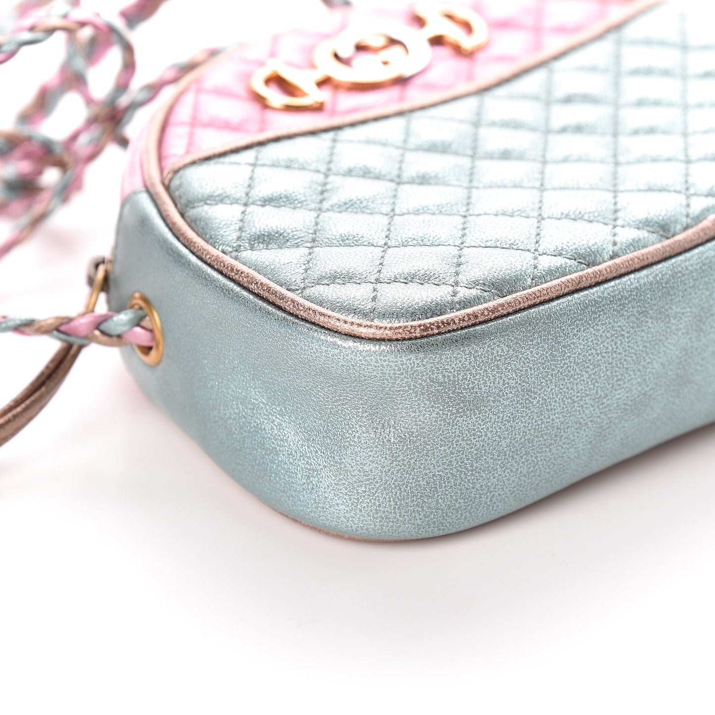 Laminated Nappa Trapuntata Mini Zumi Dome Shoulder Bag Rosa Lago Rame