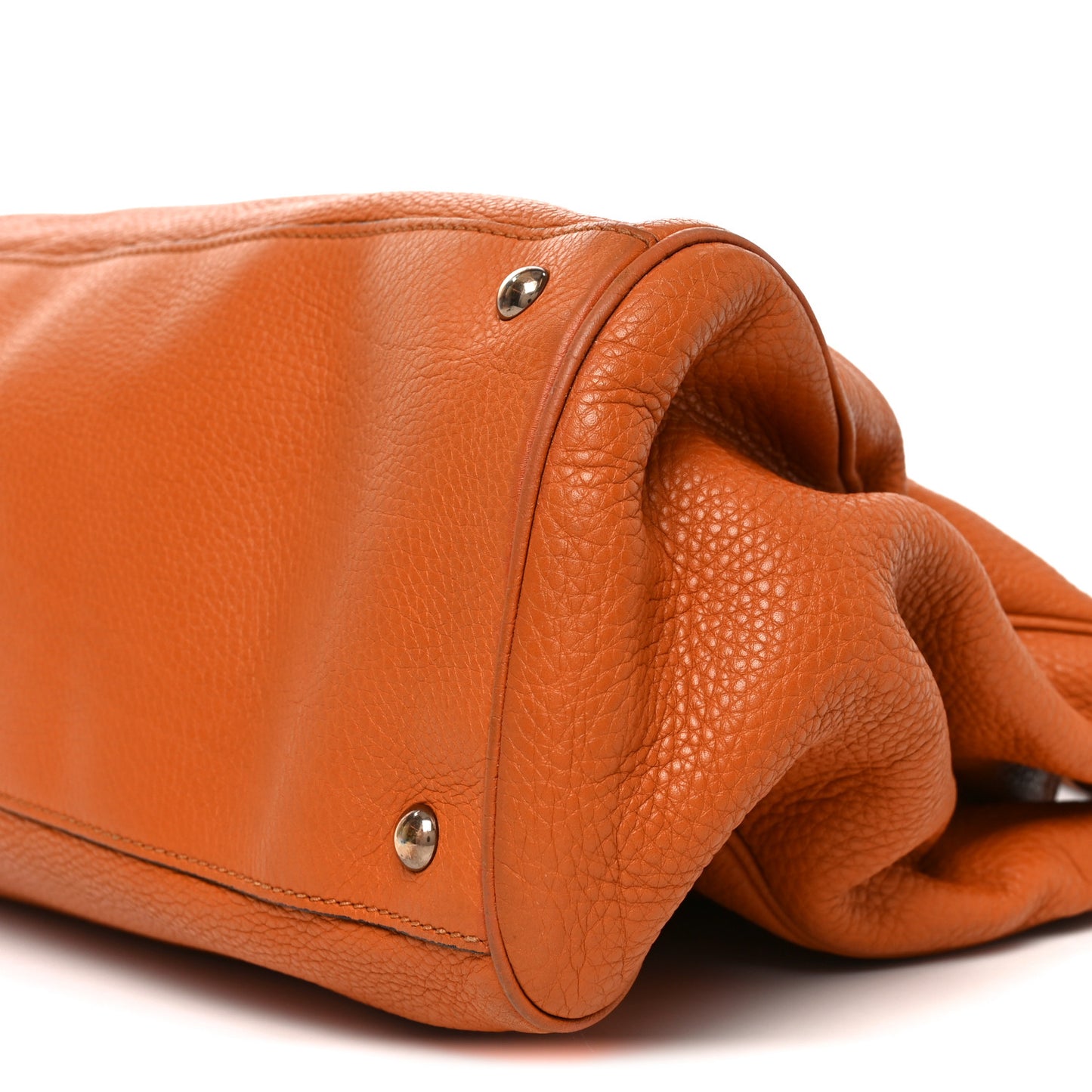 Cellarius Calfskin Large Bamboo Shopper Tote Orange