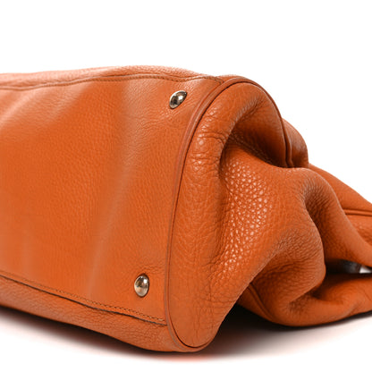 Gucci Cellarius Calfskin Large Bamboo Shopper Tote Orange 10 of 11