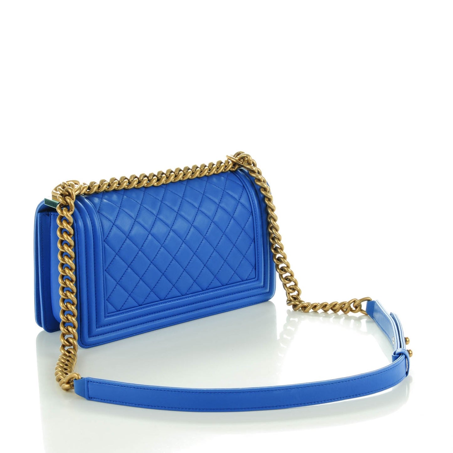 Lambskin Quilted Medium Boy Flap Blue