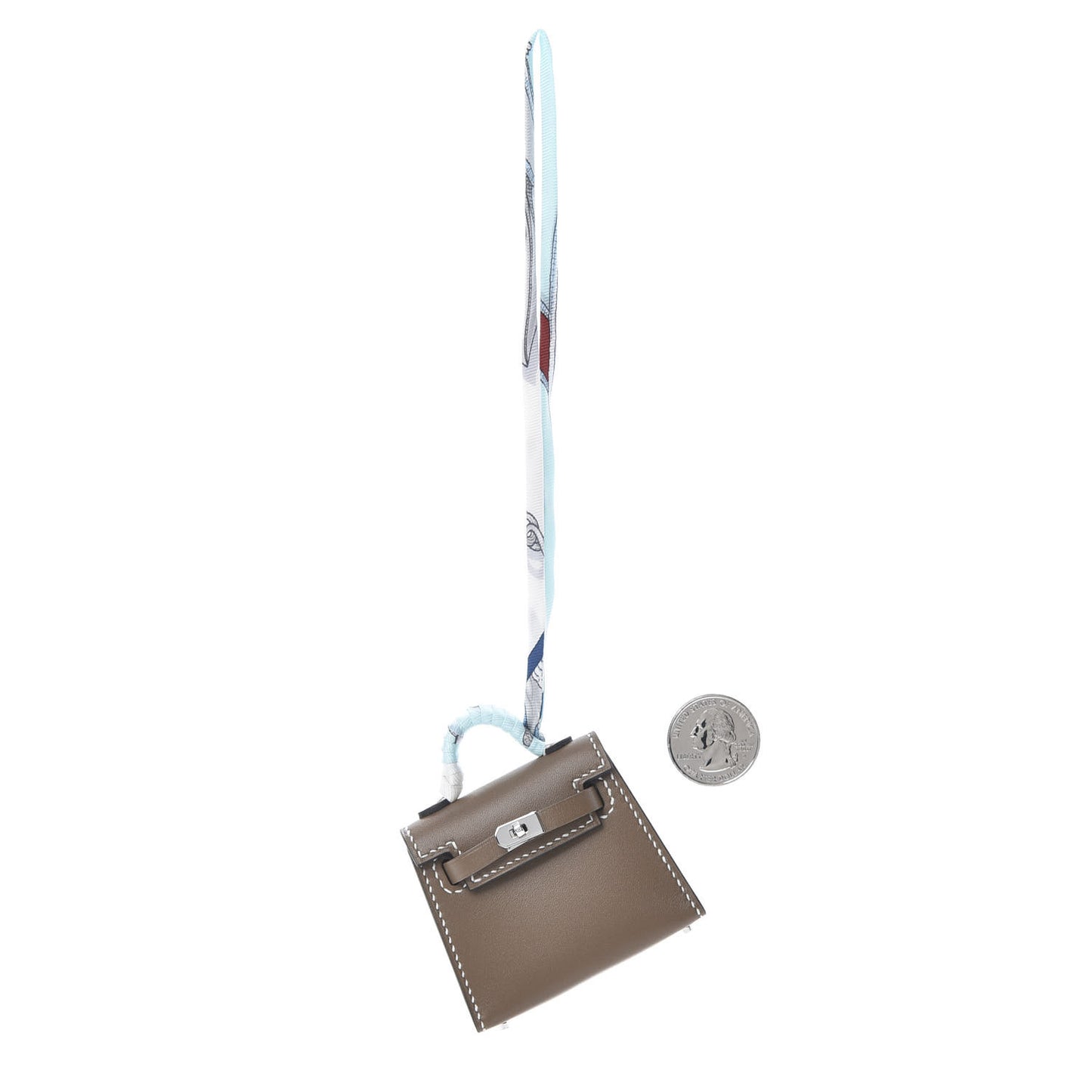 Tadelakt Mini Kelly Twilly Bag Charm Etoupe