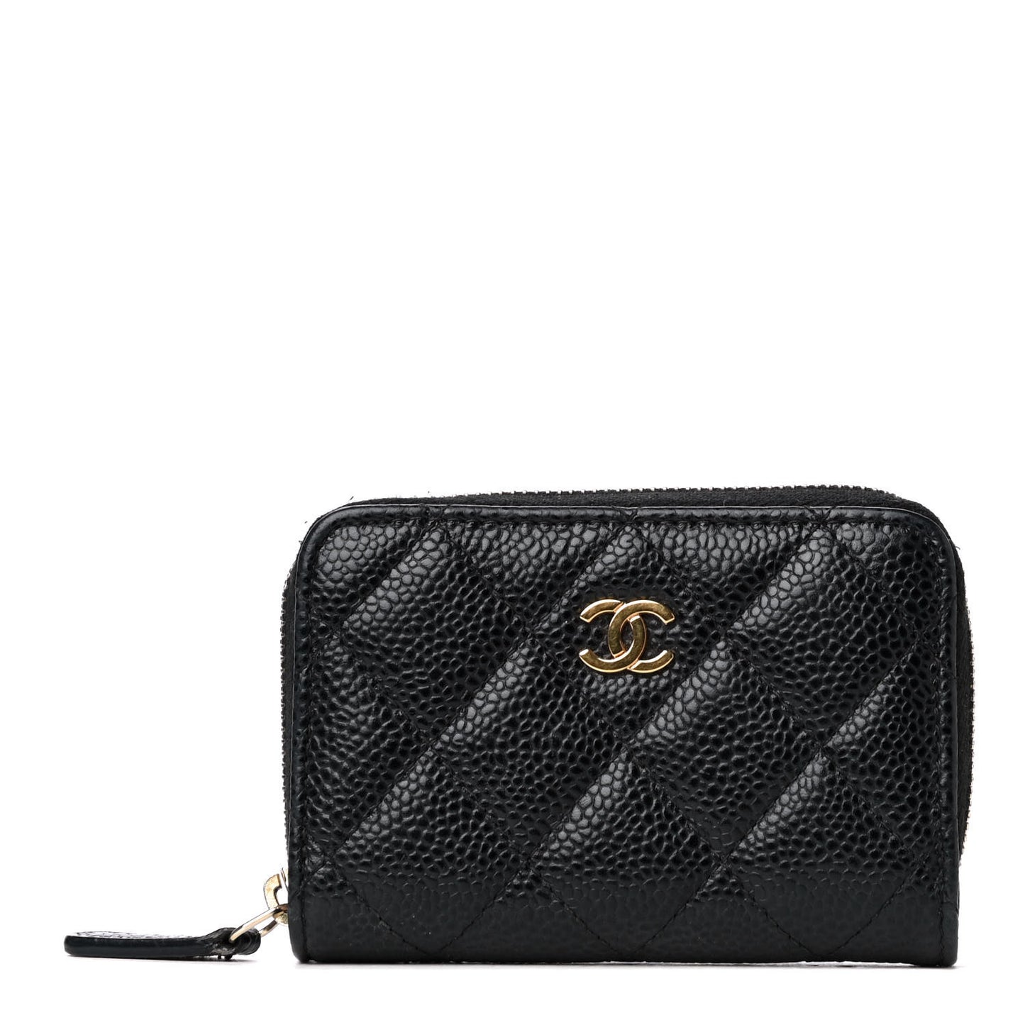 Caviar Quilted Zip Coin Purse Black