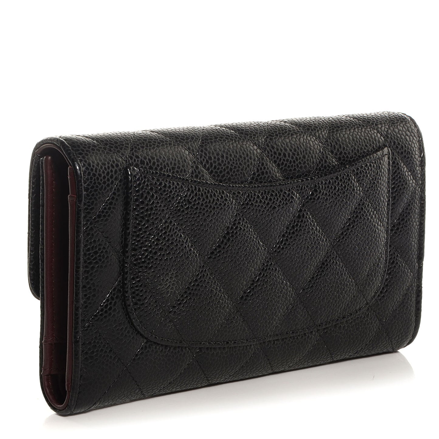 Caviar Quilted Large Flap Wallet Black