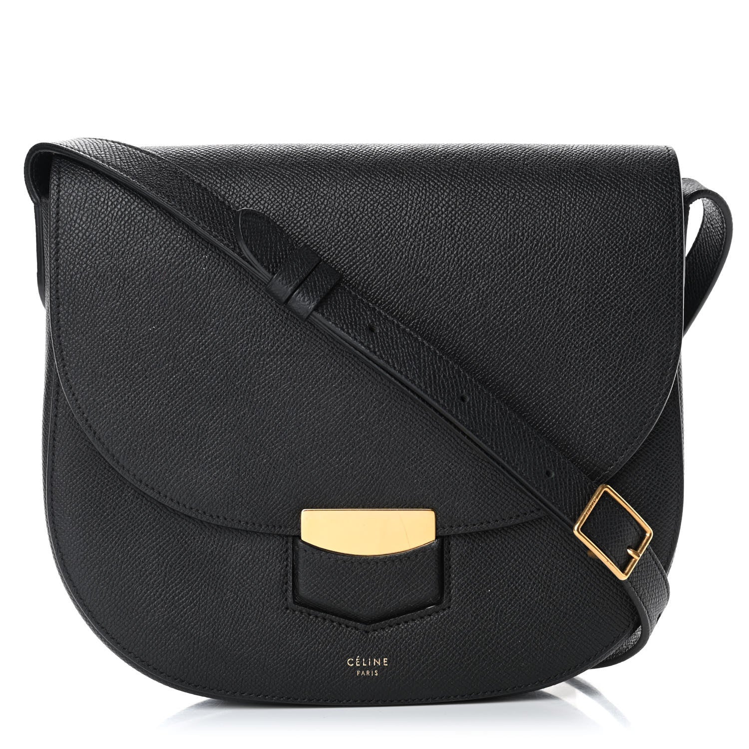 Celine Grained Calfskin Compact Trotteur Black 1 of 6
