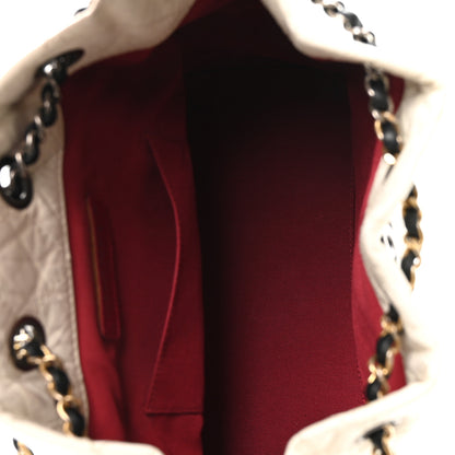 Chanel Aged Calfskin Quilted Small Gabrielle Backpack Black White 5 of 10