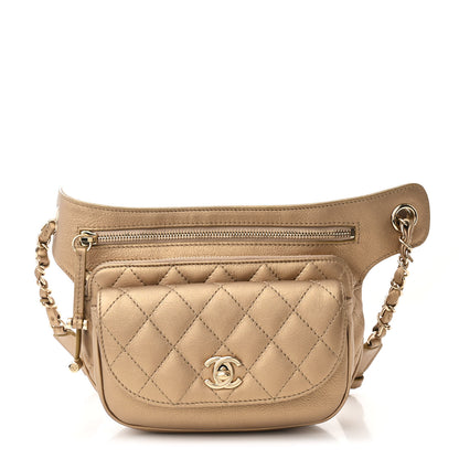 Chanel Metallic Calfskin Quilted Waist Bag Gold 1 of 12