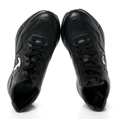 Gucci Dali Soft Calfskin Cut Out Interlocking G Mens Rhyton Sneakers 11 Black Ivoire 2 of 10