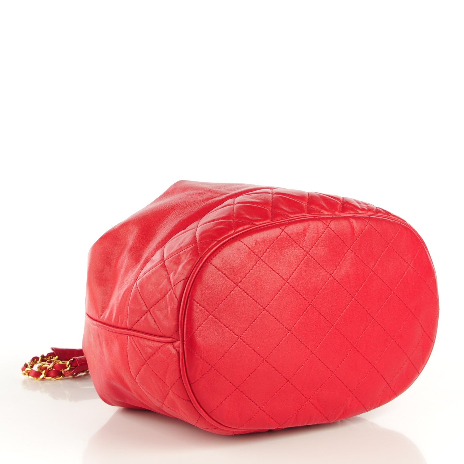 Chanel Lambskin Quilted Drawstring Shoulder Bag Red 5 of 10