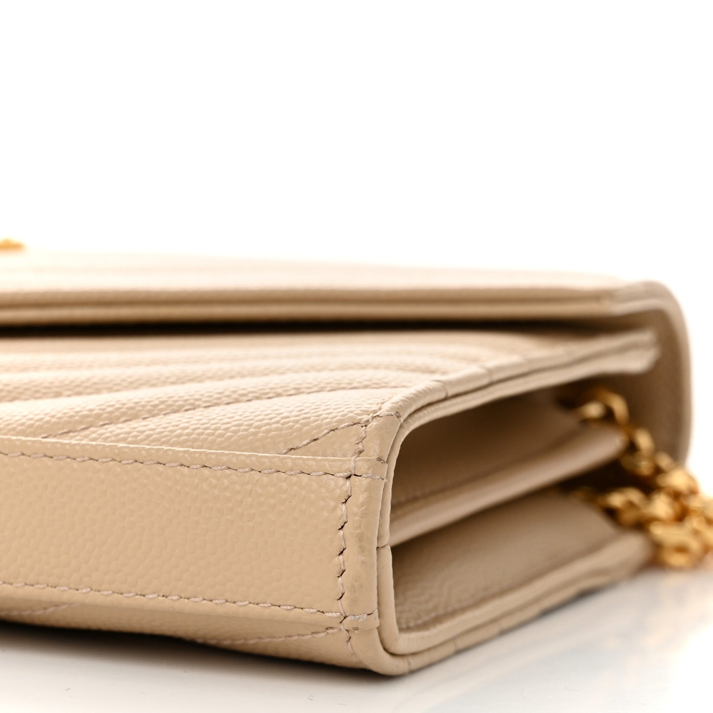 Grain De Poudre Matelasse Chevron Monogram Chain Wallet Nude Powder