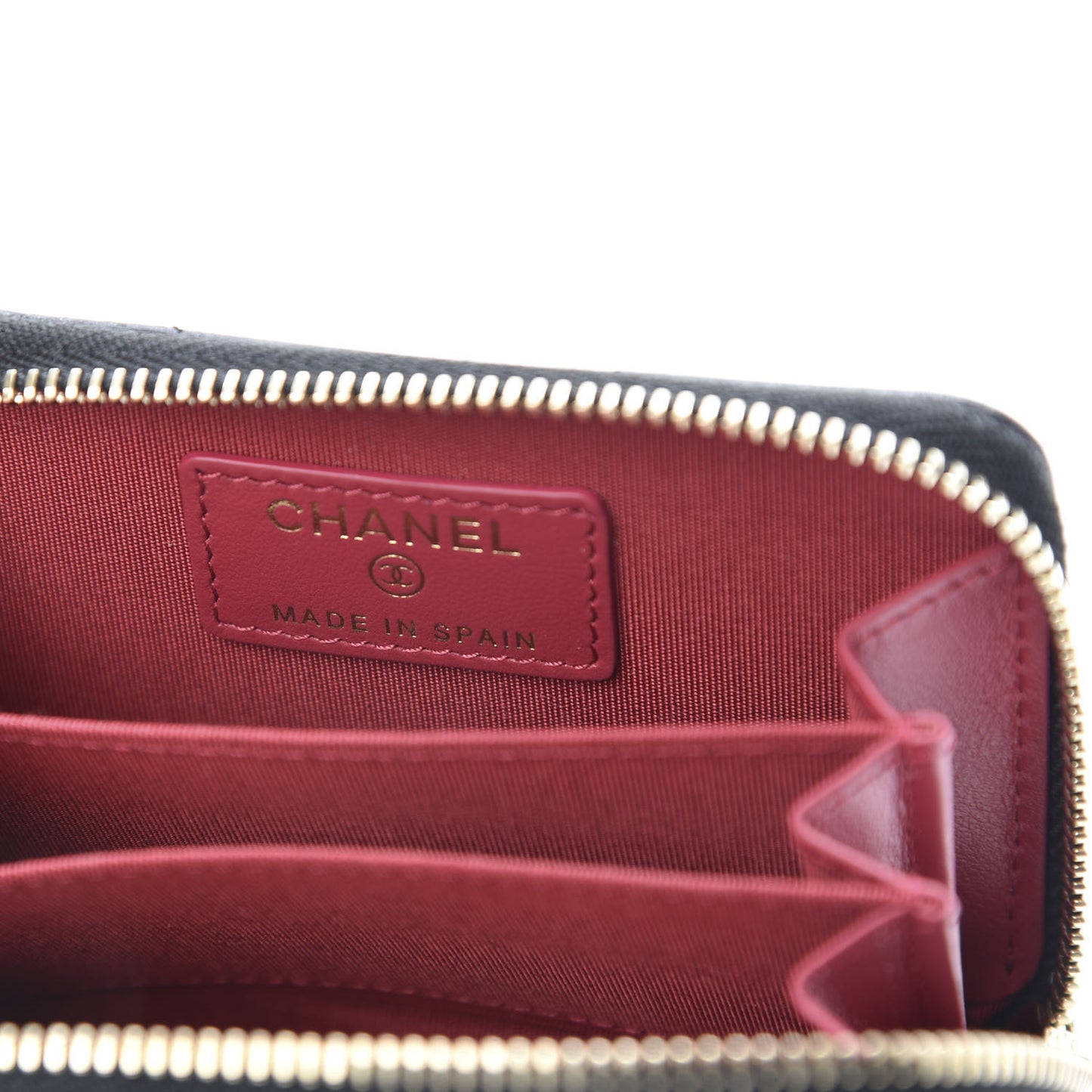 Shiny Goatskin Quilted Chanel 19 Zip Around Coin Purse Wallet Black