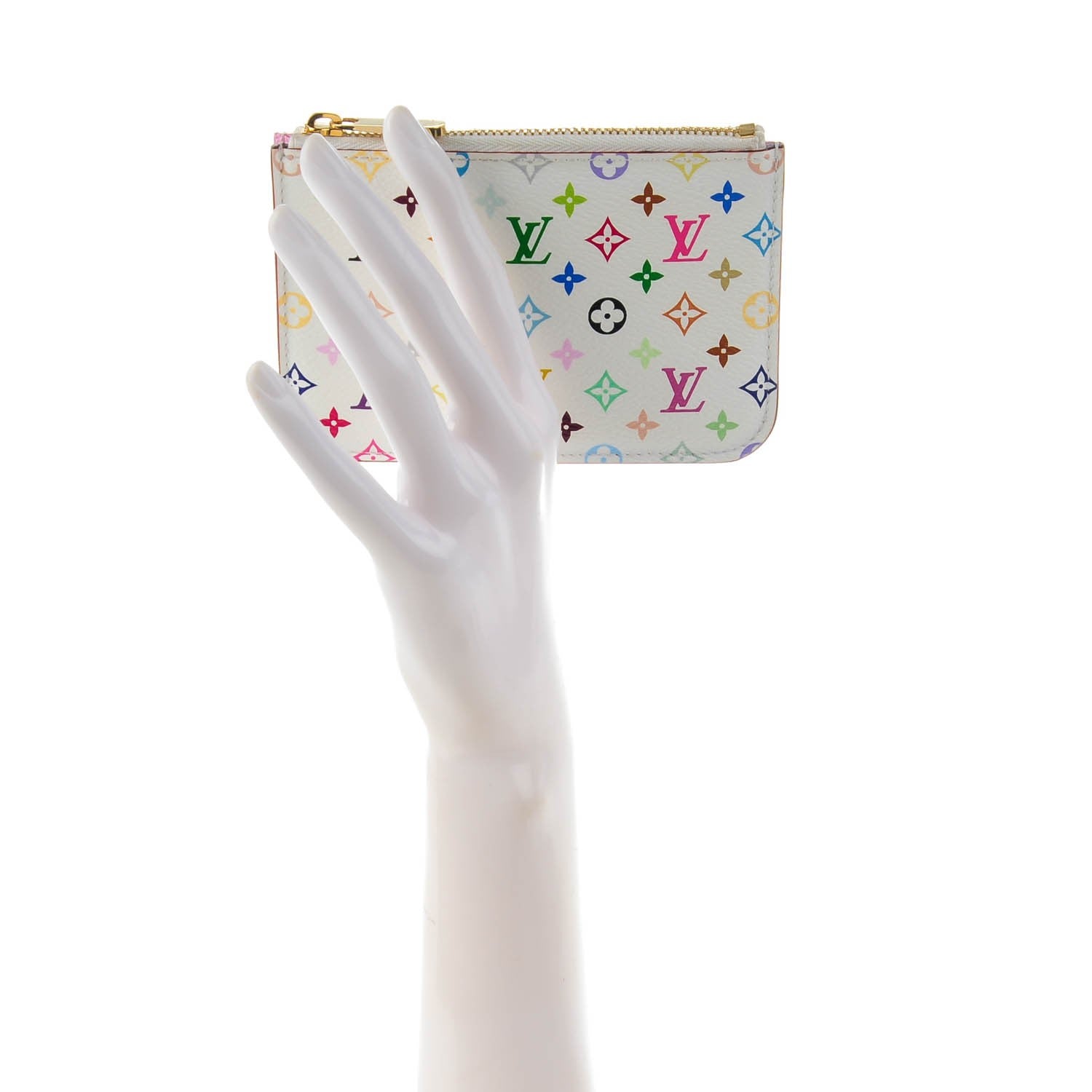 Louis Vuitton Monogram Multicolor Key Pouch White Litchi 2 of 7