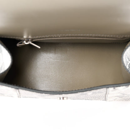 Balenciaga Calfskin Snake Effect Small Hourglass Top Handle Bag Black White 5 of 10