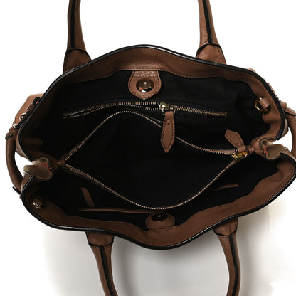 Burberry Grainy Calfskin House Check Medium Banner Tote Tan 5 of 15