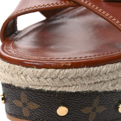 Louis Vuitton Calfskin Studded Espadrille Wedge Sandals 41 Cognac 10 of 10